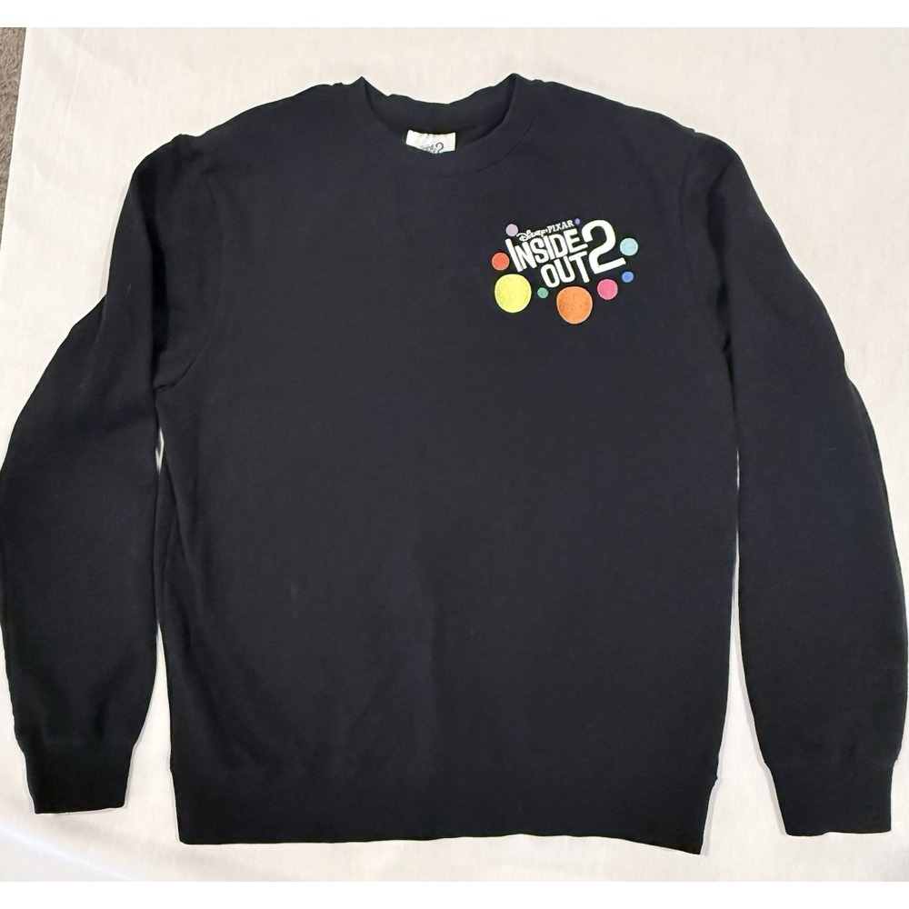 Disney Pixar Inside Out 2 Adult Black Embroidered Sweatshirt Size Large PROMO